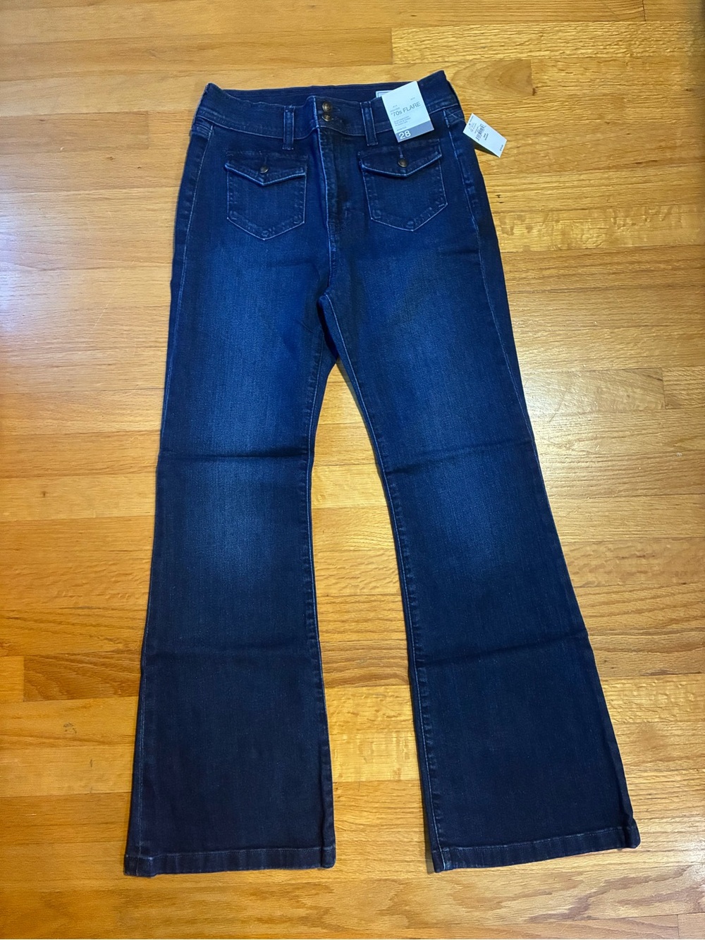 Gap 70's Flare High Rise Denim Stretch Blue Jeans Women's 28 6 Short NWT